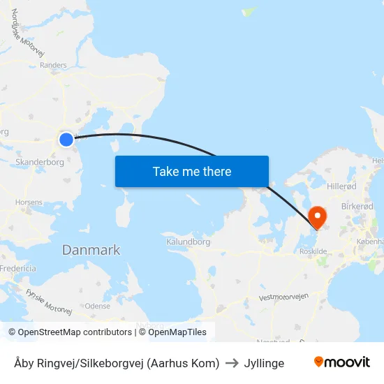 Åby Ringvej/Silkeborgvej (Aarhus Kom) to Jyllinge map