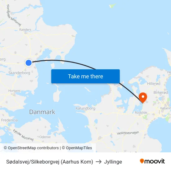 Sødalsvej/Silkeborgvej (Aarhus Kom) to Jyllinge map