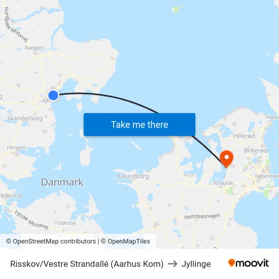 Risskov/Vestre Strandallé (Aarhus Kom) to Jyllinge map