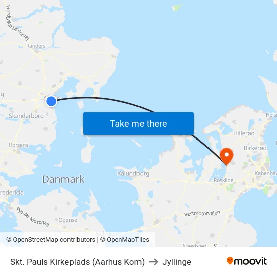 Skt. Pauls Kirkeplads (Aarhus Kom) to Jyllinge map