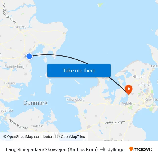 Langelinieparken/Skovvejen (Aarhus Kom) to Jyllinge map
