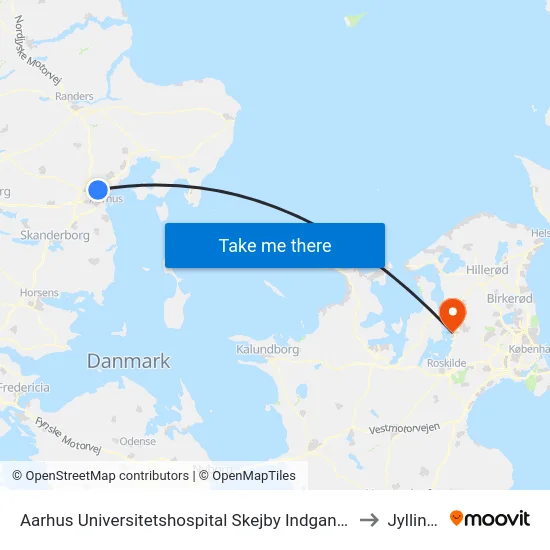 Aarhus Universitetshospital Skejby Indgang I/J to Jyllinge map