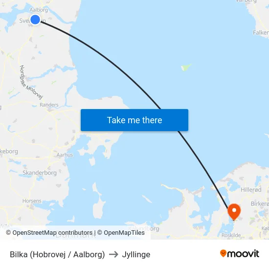 Bilka (Hobrovej / Aalborg) to Jyllinge map