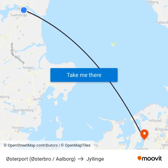 Østerport (Østerbro / Aalborg) to Jyllinge map