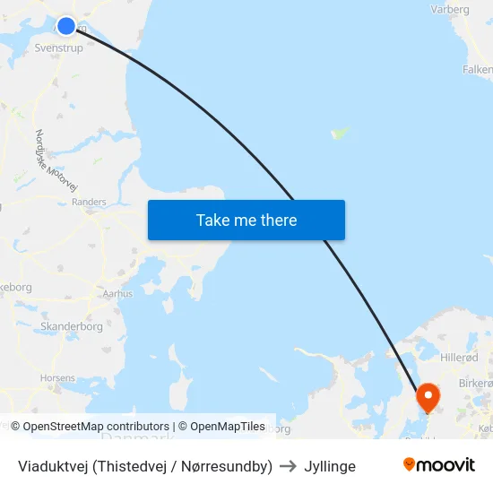 Viaduktvej (Thistedvej / Nørresundby) to Jyllinge map