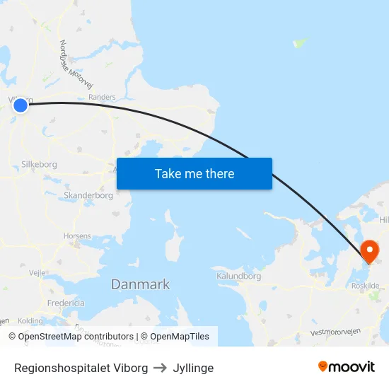 Regionshospitalet Viborg to Jyllinge map