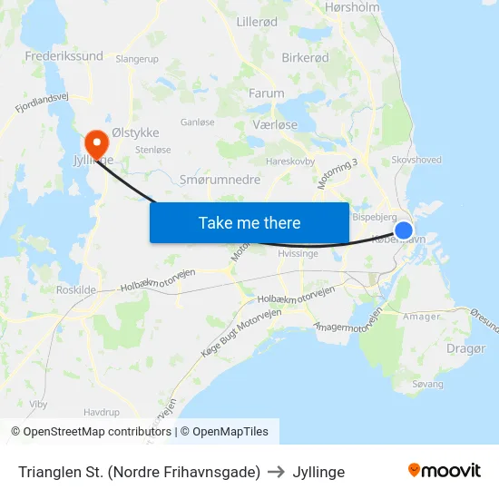 Trianglen St. (Nordre Frihavnsgade) to Jyllinge map