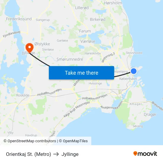 Orientkaj St. (Metro) to Jyllinge map