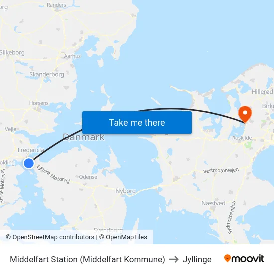 Middelfart Station (Middelfart Kommune) to Jyllinge map
