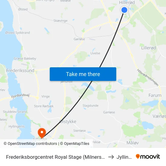 Frederiksborgcentret Royal Stage (Milnersvej) to Jyllinge map