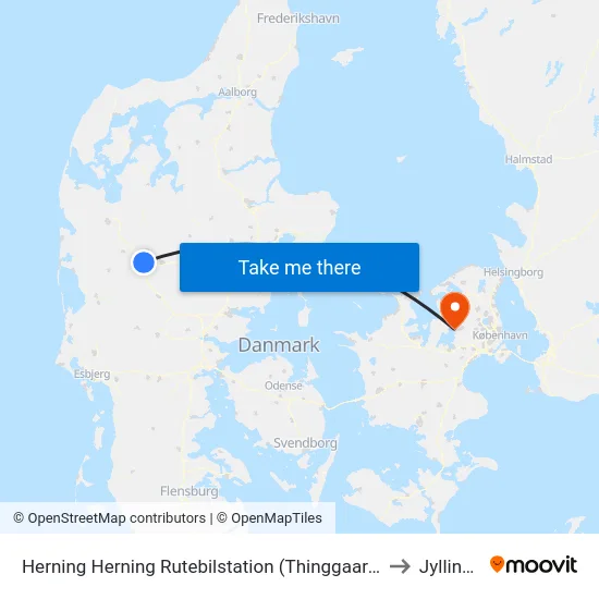 Herning Herning Rutebilstation (Thinggaard) to Jyllinge map