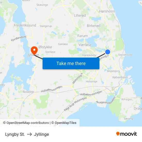 Lyngby St. to Jyllinge map