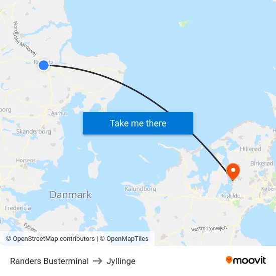 Randers Busterminal to Jyllinge map