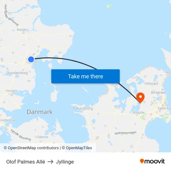 Olof Palmes Allé to Jyllinge map