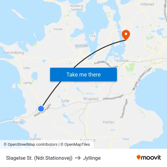 Slagelse St. (Ndr.Stationsvej) to Jyllinge map