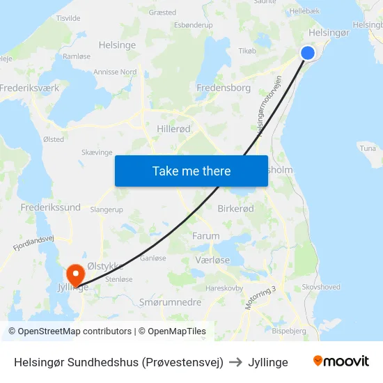 Helsingør Sundhedshus (Prøvestensvej) to Jyllinge map