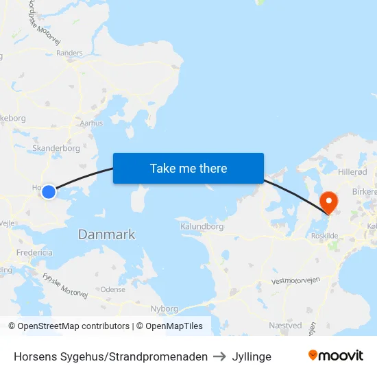 Horsens Sygehus/Strandpromenaden to Jyllinge map