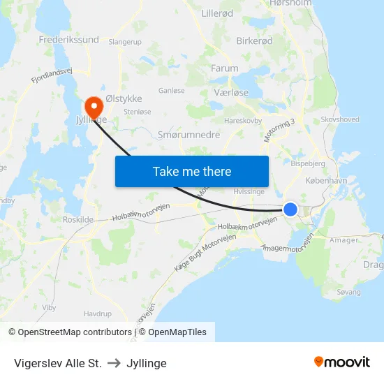 Vigerslev Alle St. to Jyllinge map