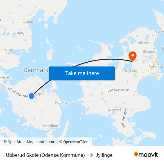 Ubberud Skole (Odense Kommune) to Jyllinge map