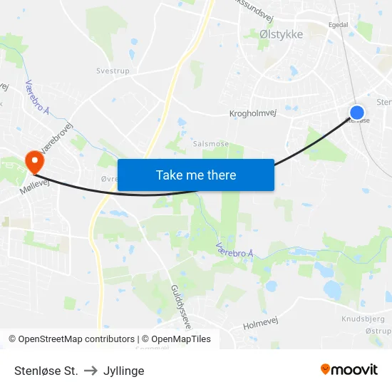 Stenløse St. to Jyllinge map