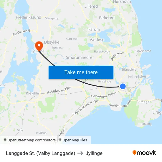 Langgade St. (Valby Langgade) to Jyllinge map