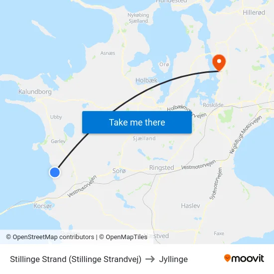 Stillinge Strand (Stillinge Strandvej) to Jyllinge map