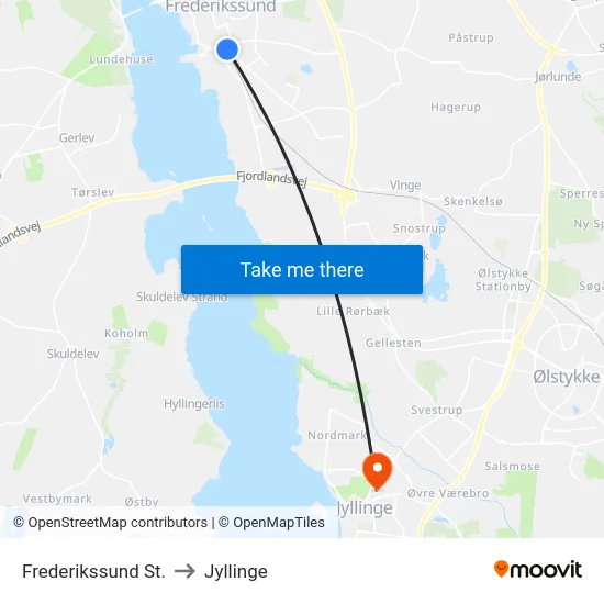 Frederikssund St. to Jyllinge map