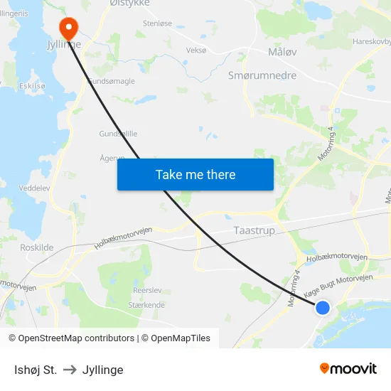 Ishøj St. to Jyllinge map