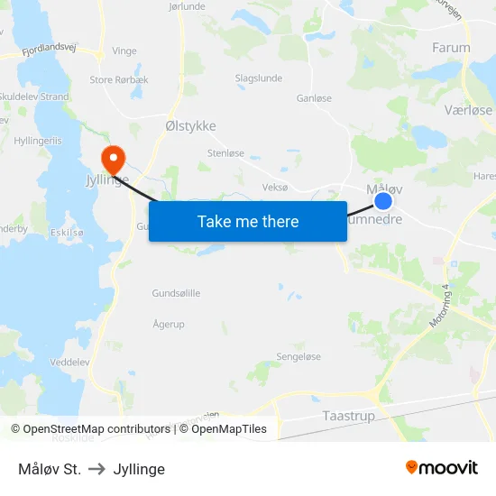 Måløv St. to Jyllinge map