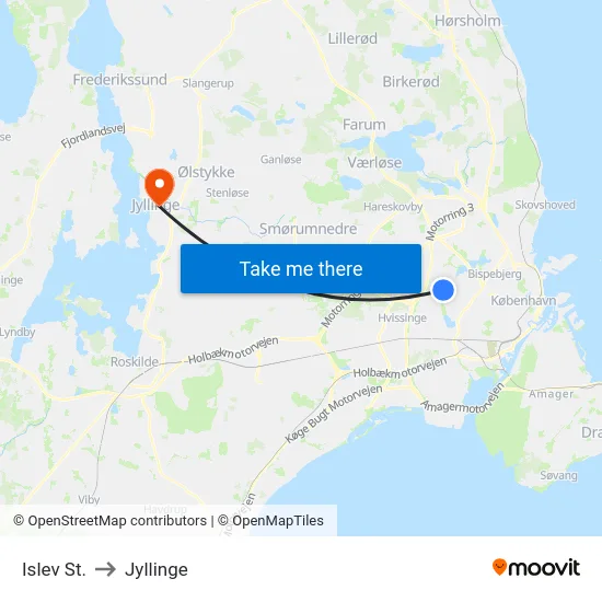 Islev St. to Jyllinge map