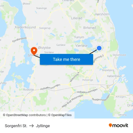 Sorgenfri St. to Jyllinge map