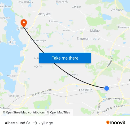 Albertslund St. to Jyllinge map