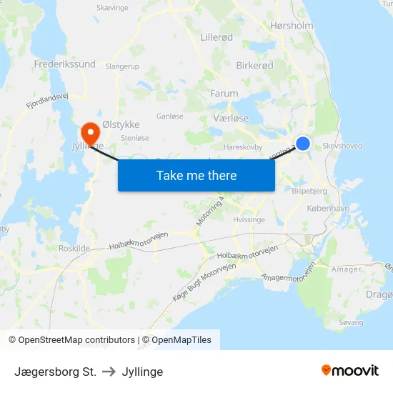 Jægersborg St. to Jyllinge map