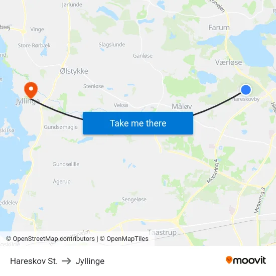 Hareskov St. to Jyllinge map