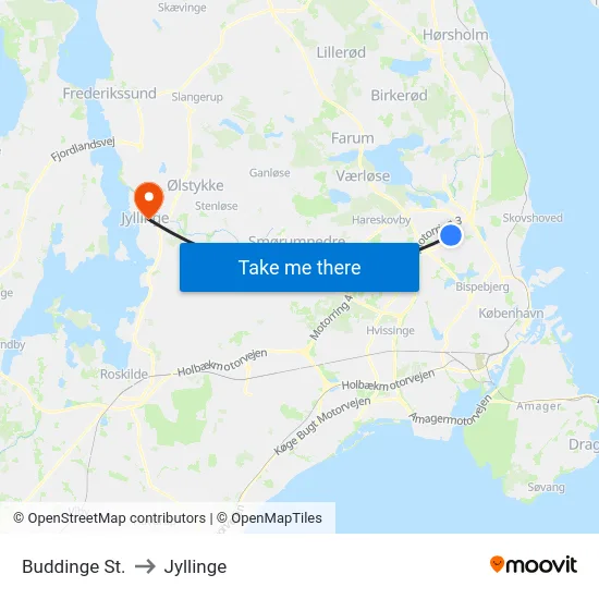 Buddinge St. to Jyllinge map