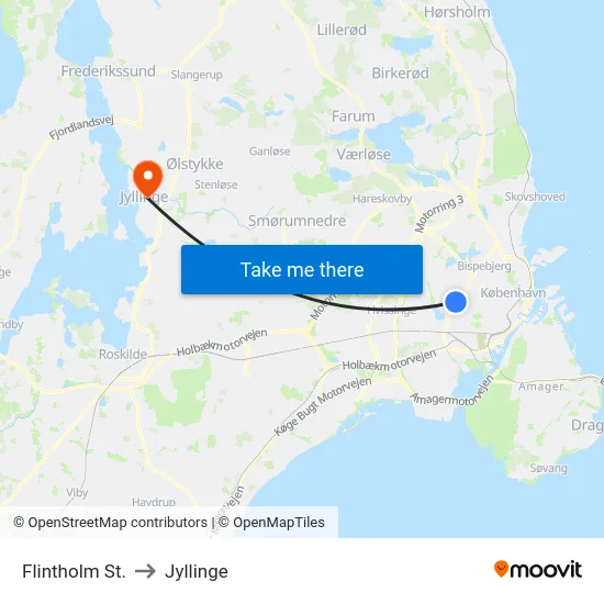 Flintholm St. to Jyllinge map