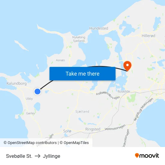Svebølle St. to Jyllinge map