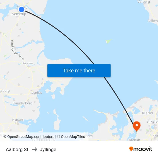 Aalborg St. to Jyllinge map