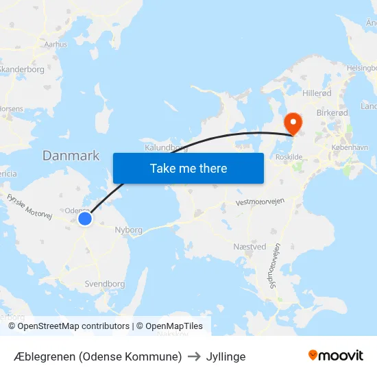 Æblegrenen (Odense Kommune) to Jyllinge map