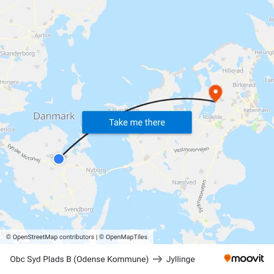 Obc Syd Plads B (Odense Kommune) to Jyllinge map