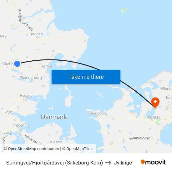 Sorringvej/Hjortgårdsvej (Silkeborg Kom) to Jyllinge map