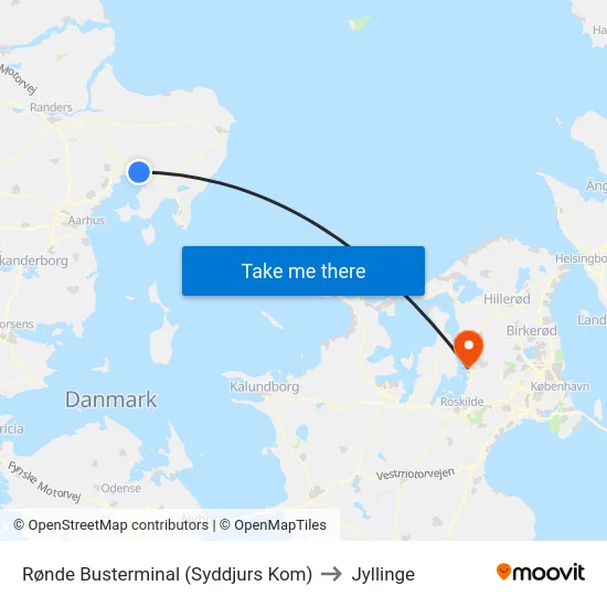 Rønde Busterminal (Syddjurs Kom) to Jyllinge map
