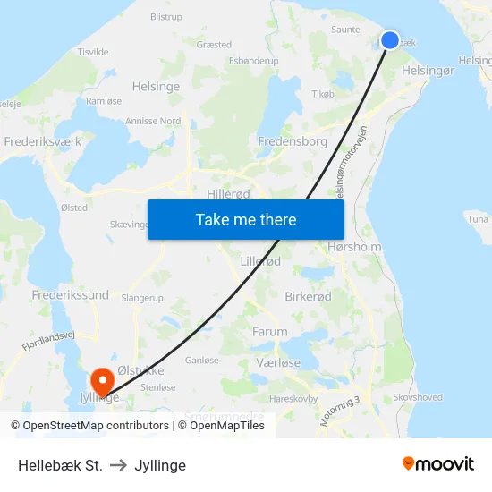 Hellebæk St. to Jyllinge map