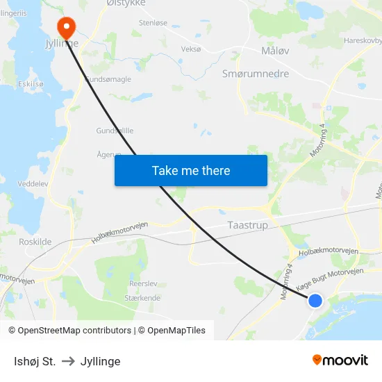 Ishøj St. to Jyllinge map