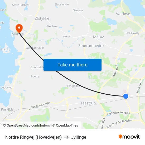 Nordre Ringvej (Hovedvejen) to Jyllinge map