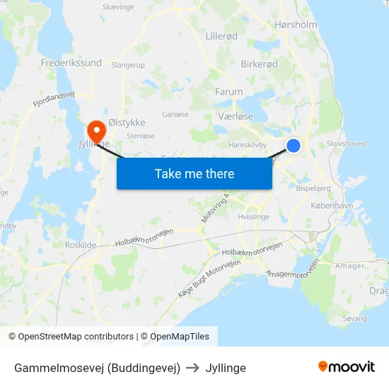 Gammelmosevej (Buddingevej) to Jyllinge map