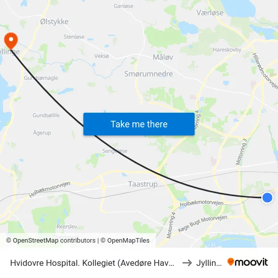Hvidovre Hospital. Kollegiet (Avedøre Havnevej) to Jyllinge map