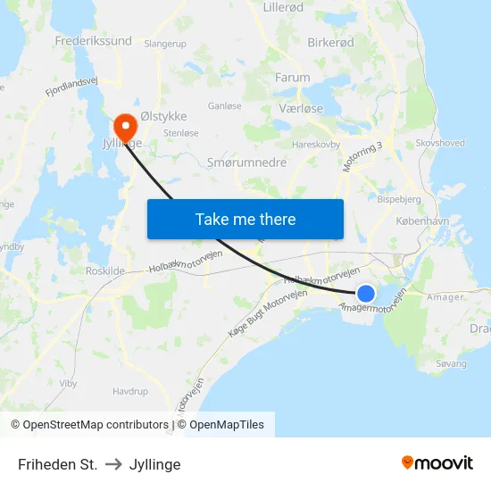 Friheden St. to Jyllinge map