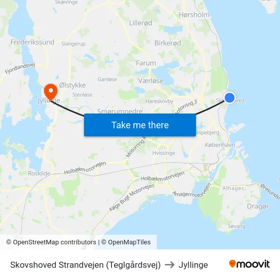 Skovshoved Strandvejen (Teglgårdsvej) to Jyllinge map