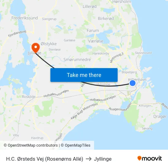 H.C. Ørsteds Vej (Rosenørns Allé) to Jyllinge map